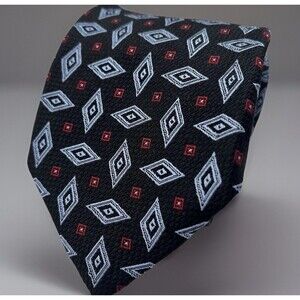 Vtg Robert Talbott Hand-sewn 100% Silk Neck Tie Blue Red Geometric Made In USA